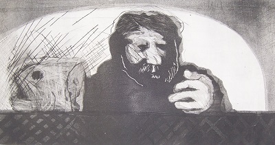 Gotthard Muhr Selbstportrait mit Fischkopf